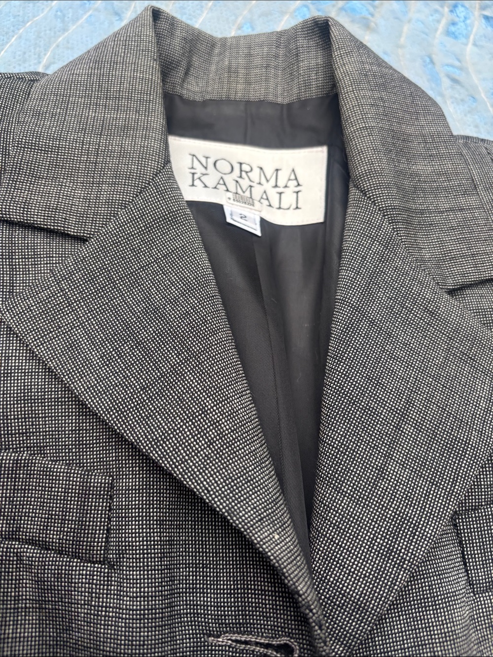 Norma Kamali Black & White Micro-Check Sport Coat